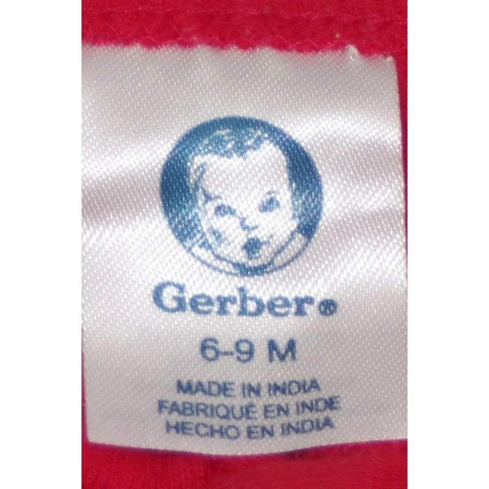 Vintage Baby‎ Sleeper Gerber Red with Embroidered Dinosaurs EUC 6-9 mos